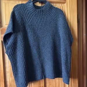 LOFT Grey Crewneck Sweater with Ribbed Knit